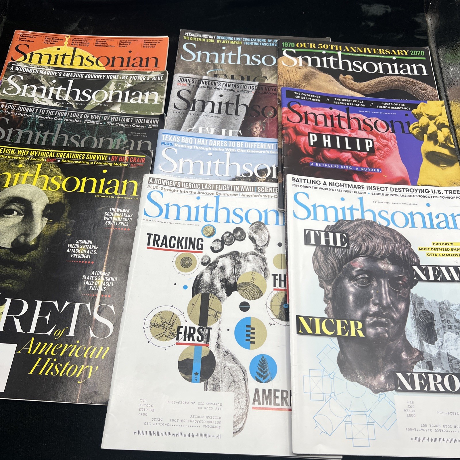Lot of 10 Smithsonian Magazines 2018 thru 2020 History Art Culture Nature