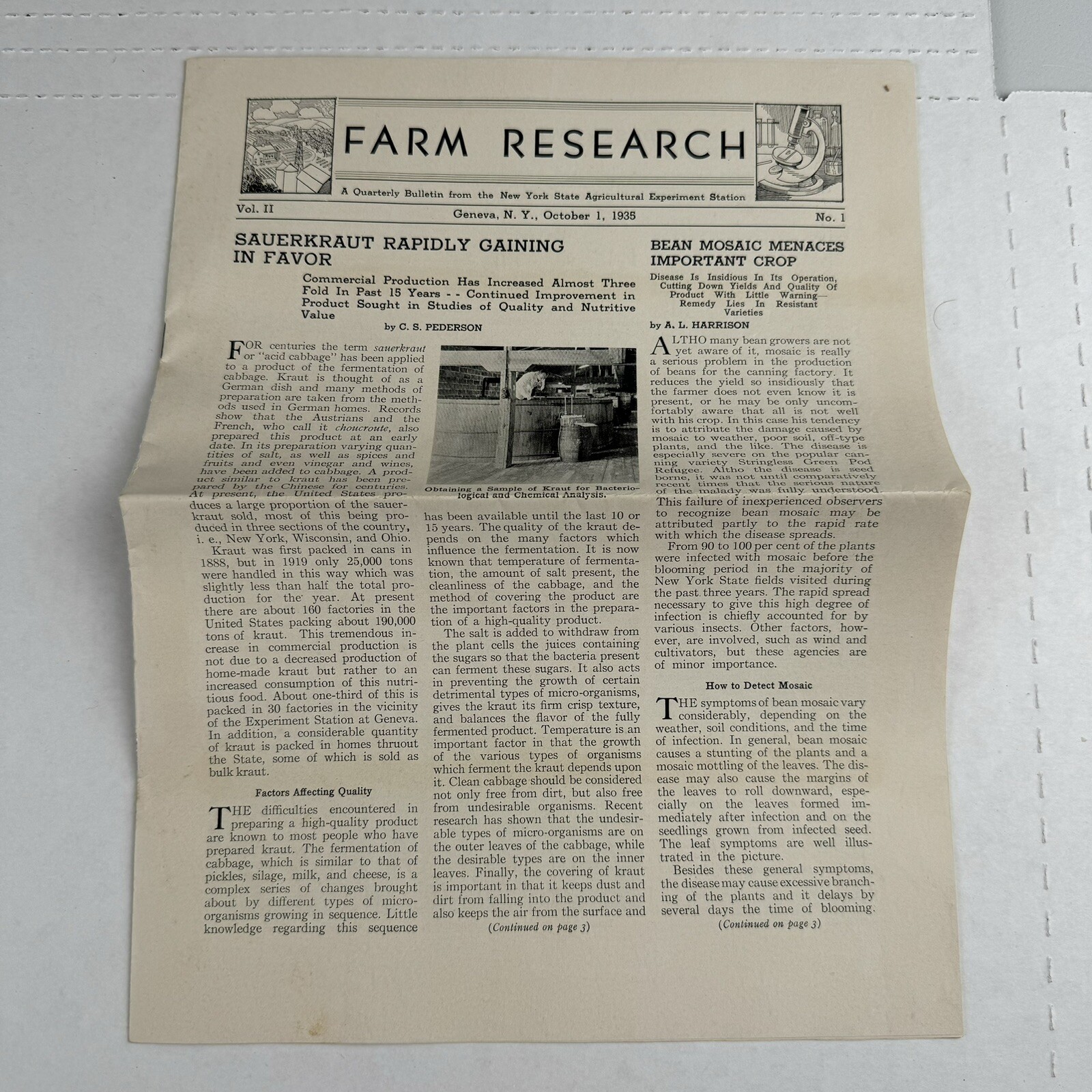 1935 Farm Research Quarterly Bulletin New York State Agricultural Experiment