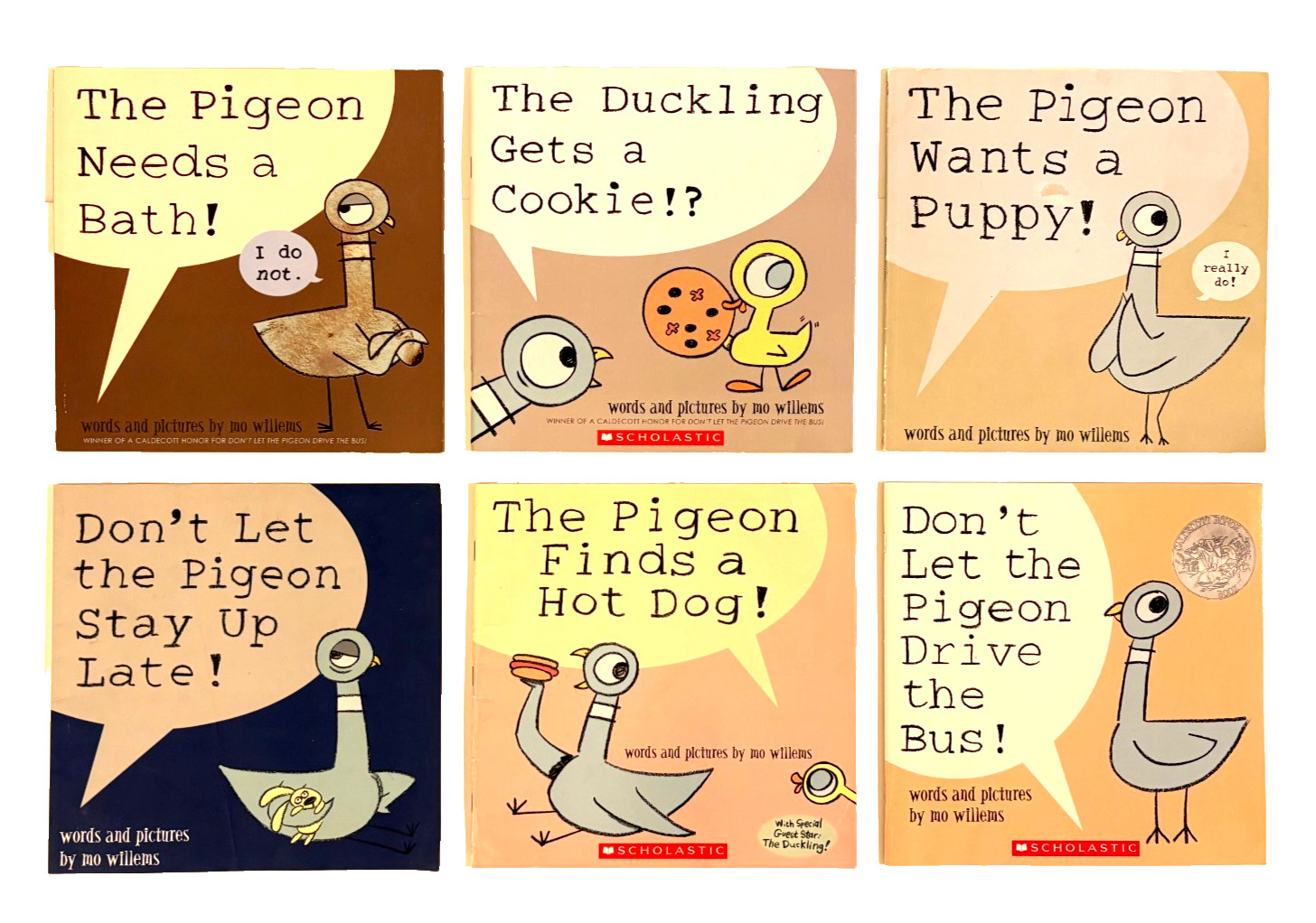 6 Mo Willems Children&rsquo;s Picture Books Lot: Don&rsquo;t Let the Pigeon Drive Series