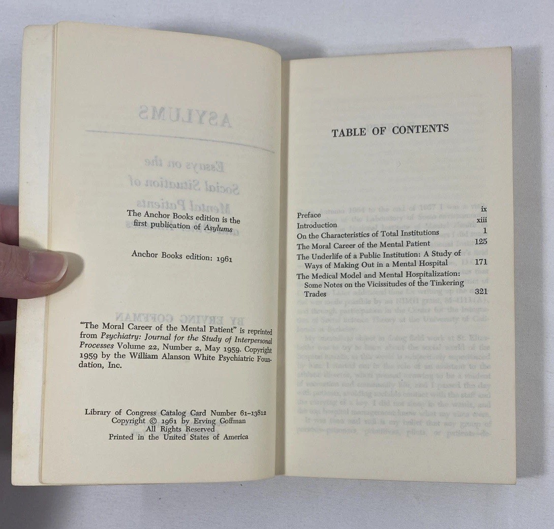 Asylums – Erving Goffman – Doubleday Anchor Books PB 1961
