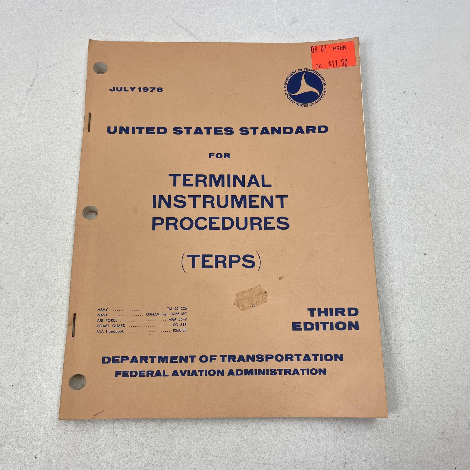 Vintage TERPS Terminal Instrument Procedures FAA 8260.3B PB USA Aviation 1976