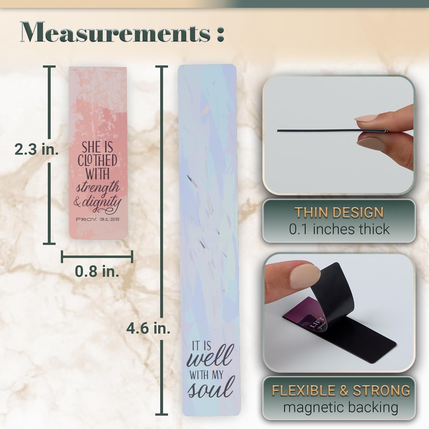 Beloved Scripture Magnetic Bookmarks – Set of 6, 2.3 » x 0.8 » in Pastel Colors