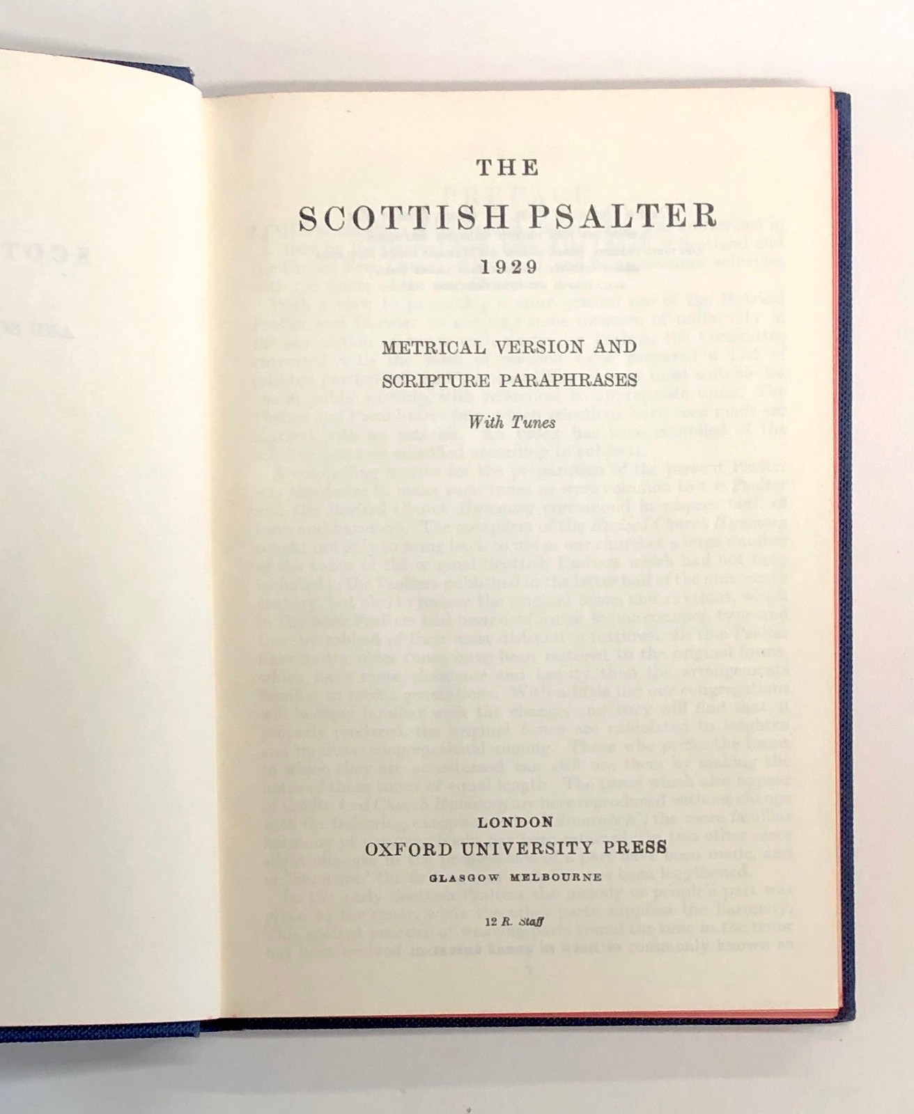N/A / Scottish Psalter 1929 — Metrical Version and Scripture Paraphrases