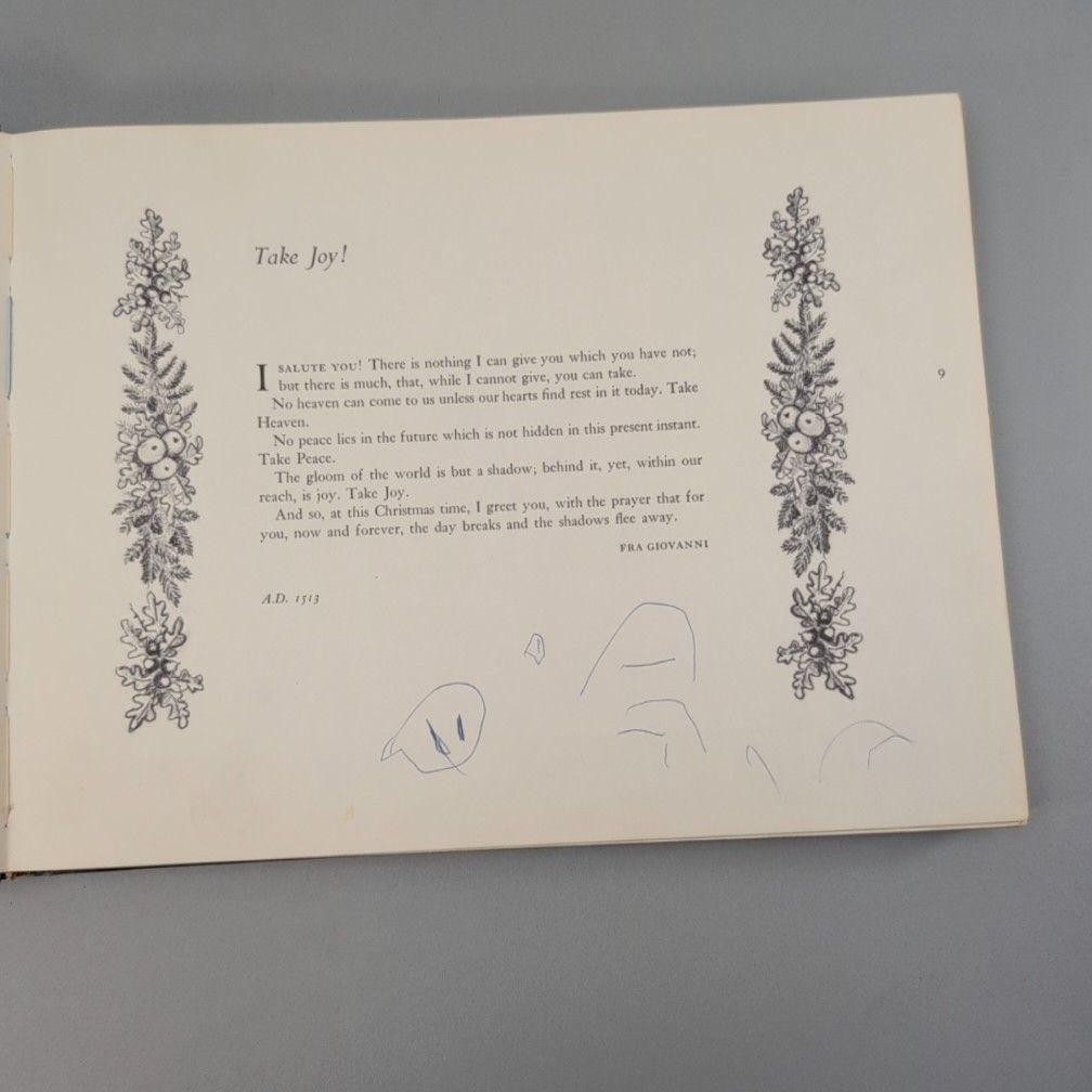 Vintage 1966 Take Joy! Tasha Tudor Christmas Book HC Blue Ex-Lib USA Illustrated