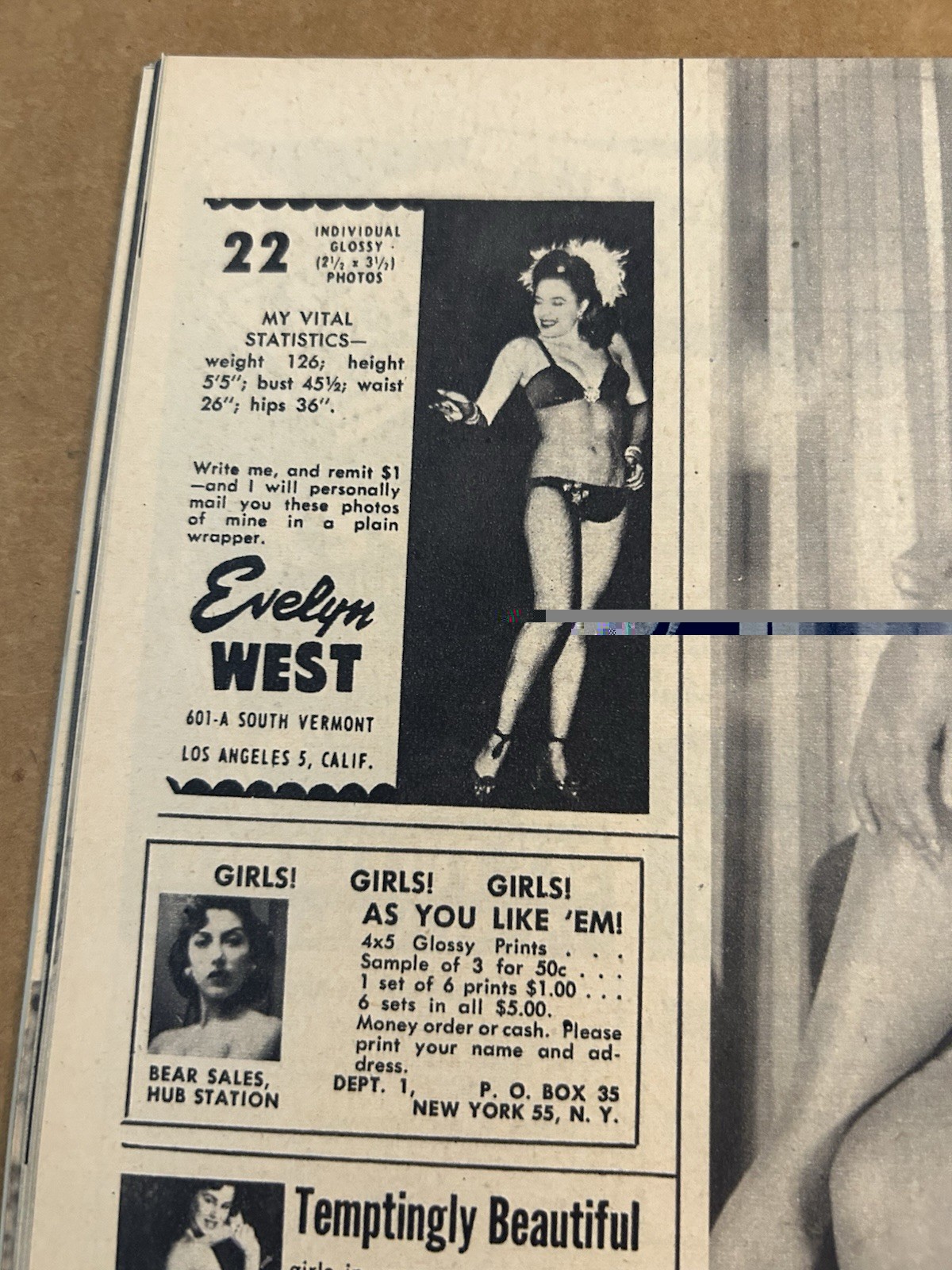 Follies Magazine July 1957 Bettie Page, Virginia Bell, Tempest Storm Add NOS 🔥