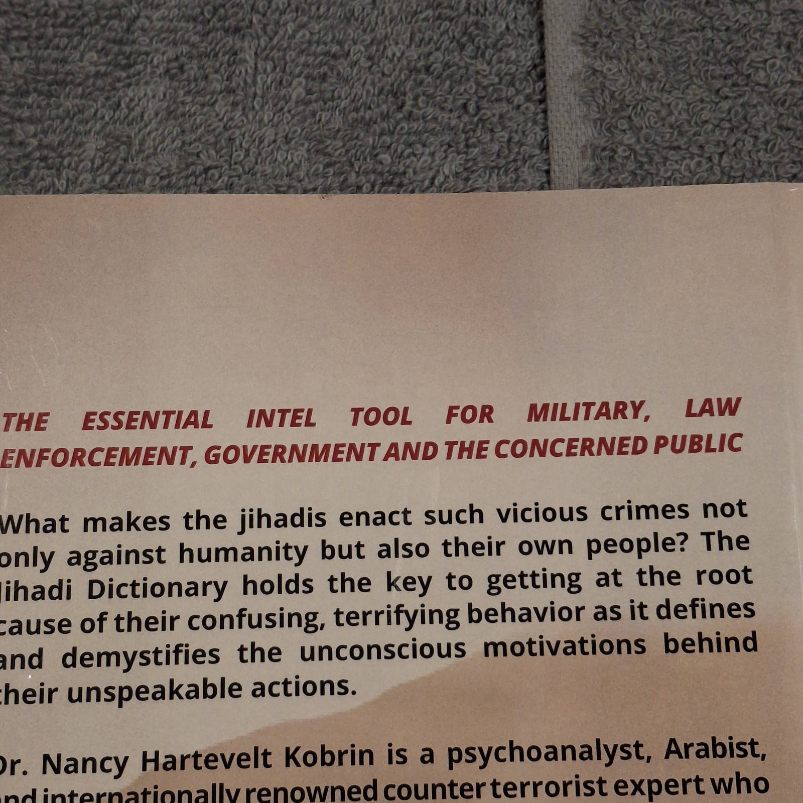 THE JIHADI DICTIONARY: THE ESSENTIAL INTEL TOOL FOR By Hartevelt Nancy Kobrin