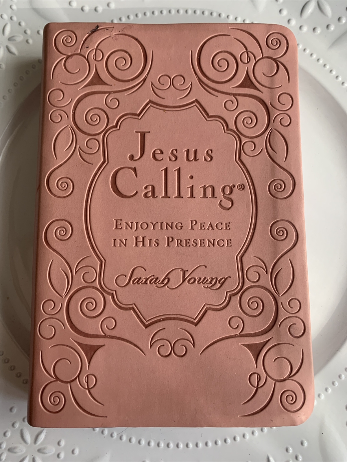 New leather yearly devotions 382 pages JESUS CALLING Feel his Presence Book ❤️tb