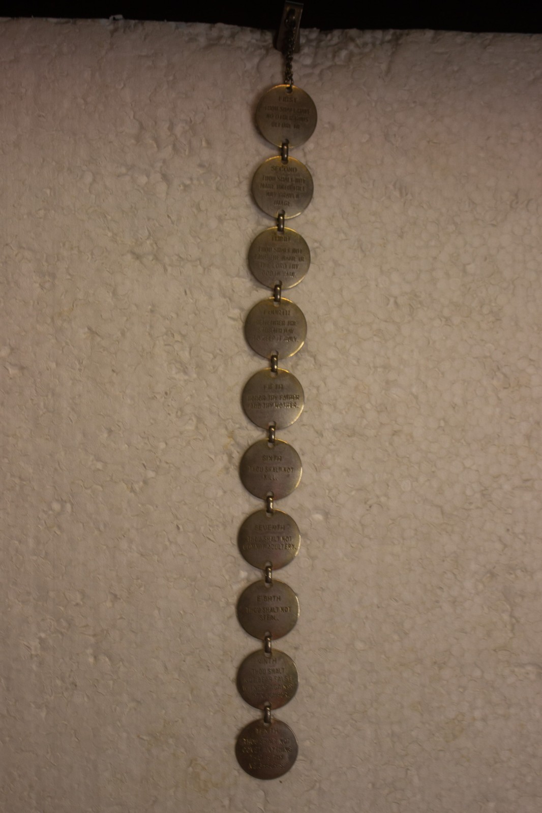 Ten Commandments Bookmark Vintage Metal Chain 11 Inches