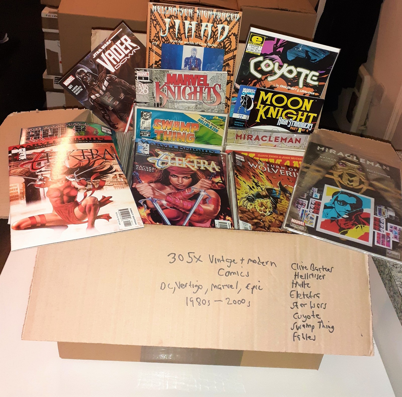 306x Huge COMICS lot 1980s 2000s Hellraiser Elektra Star Wars Hulk Vertigo Epic