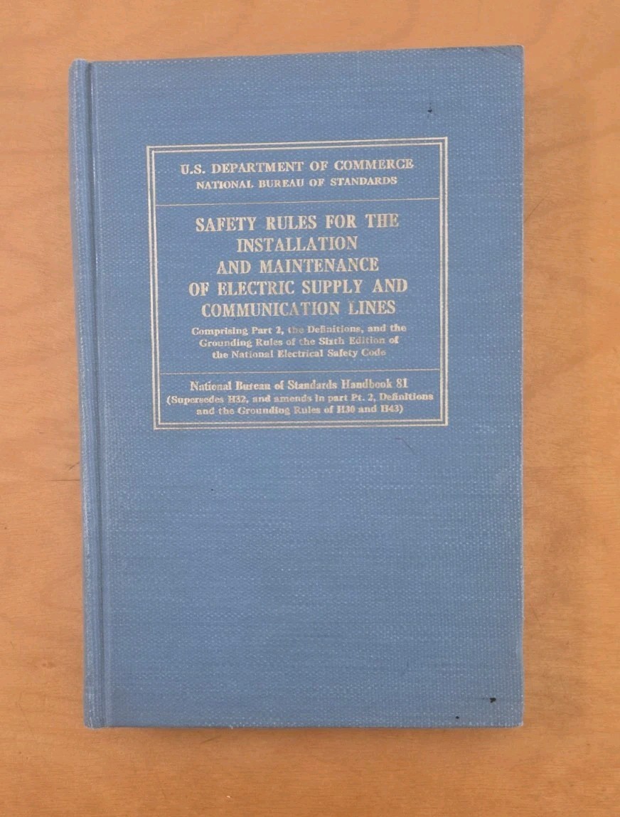 Vintage Safety Rules Installation Maintenance Electric Supply Lines Book 1961