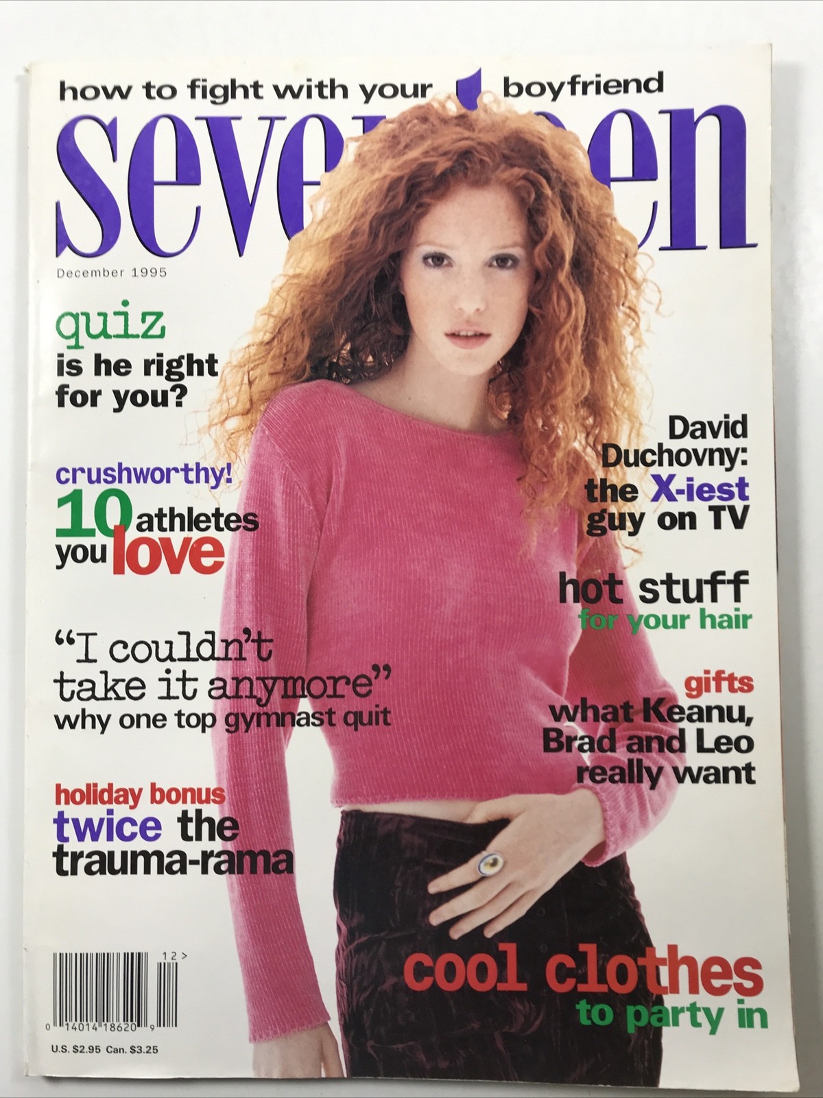 SEVENTEEN magazine December 1995-Fashion makeup hair Cover Maayan Keret NO LABEL