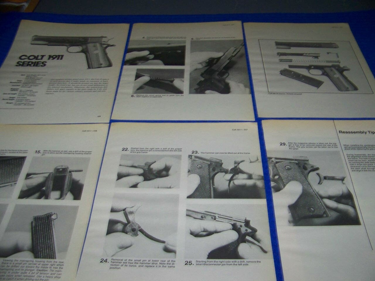 COLT 1911 (SERIES) & POCKET AUTO (32 ACP)..FIELD STRIP & REASSEMBLY TIPS (229DD)