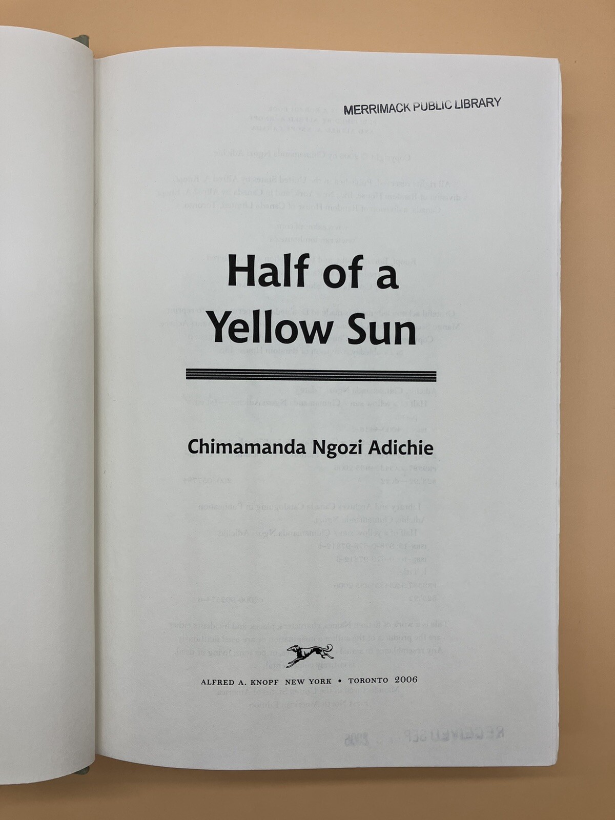 Chimamanda Ngozi Adichie / Half of a Yellow Sun 1st American Edition 2006 Ex-Lib