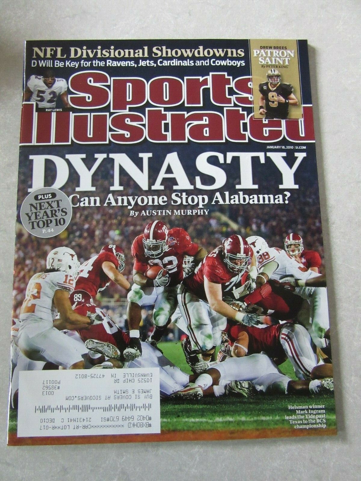 SPORTS ILLUSTRATED Magazine, JANUARY 18, 2010, CRIMSON TIDE&rsquo;S MARK INGRAM Cover!