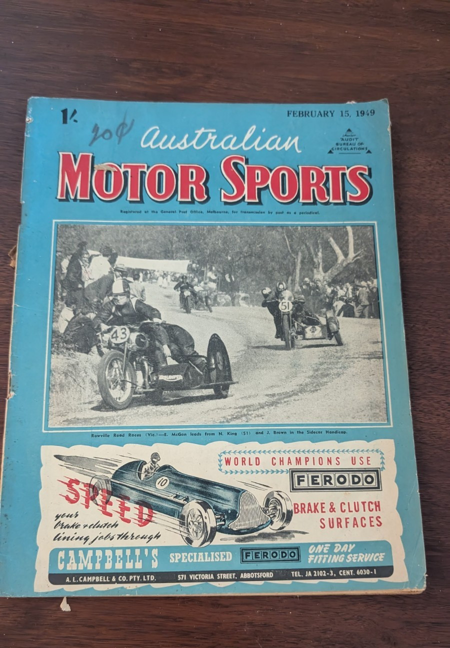 Vintage Magazine Australian Motor Sports Feb 1949 Great Car and Motorcycle Ads