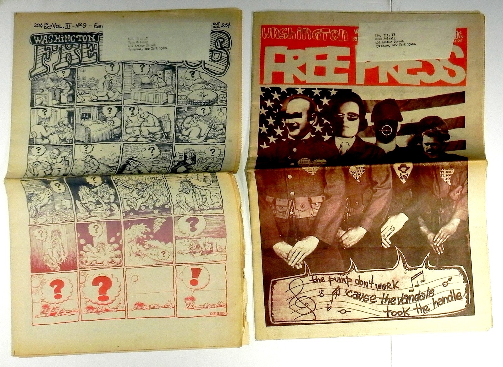 Lot of 38 Issues WASHINGTON DC FREE PRESS 1967-69 Radical Youth Underground USA