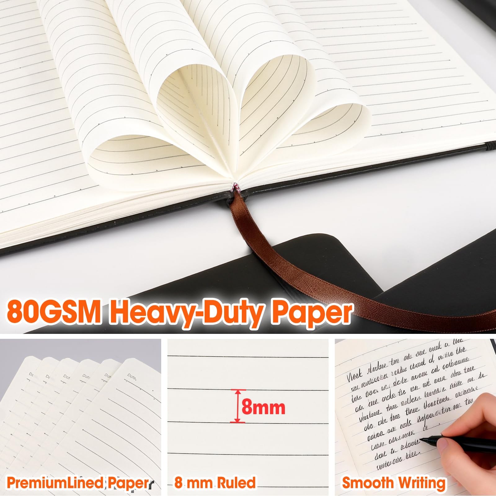 6 Pack Lined Journal Notebook for Work, 200 Pages, Medium 5.5 in x 8.3 in, A5…