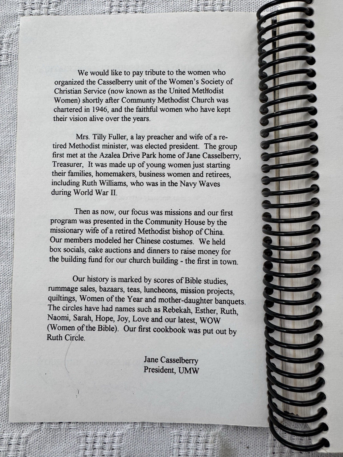 Community United Methodist Church Cookbook, Spiral-bound, 2003, 205 Pages RARE