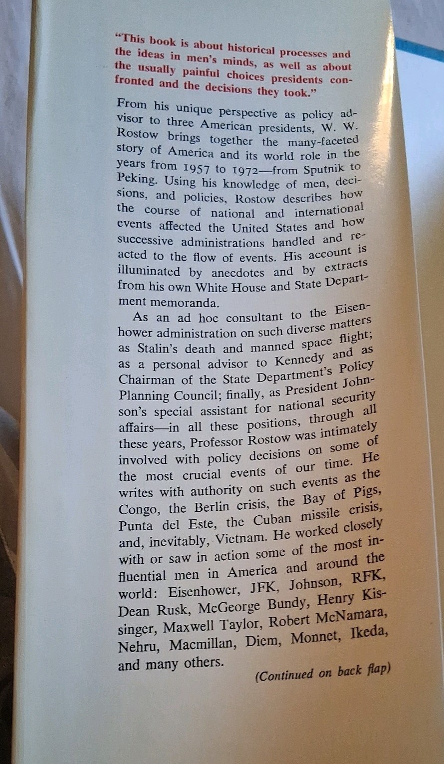 The Diffusion of Power 1957-1972 W.W. Rostow Hardcover/DJ 1st Printing
