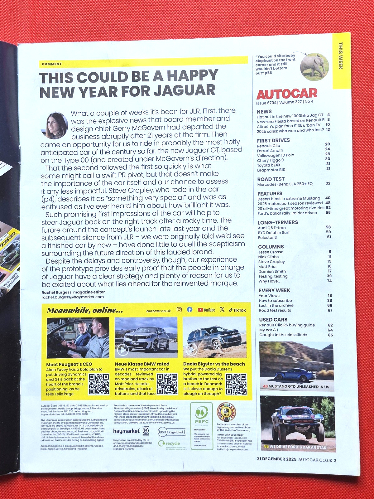 Autocar 31 Dec 2025 – MUSTANG GTD – DAKAR RALLY FORD RAPTOR T1+ – USED CLIO RS