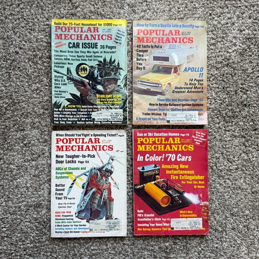 VTG Popular Mechanics Magazine 1969 4 issues Jan July Sept Oct