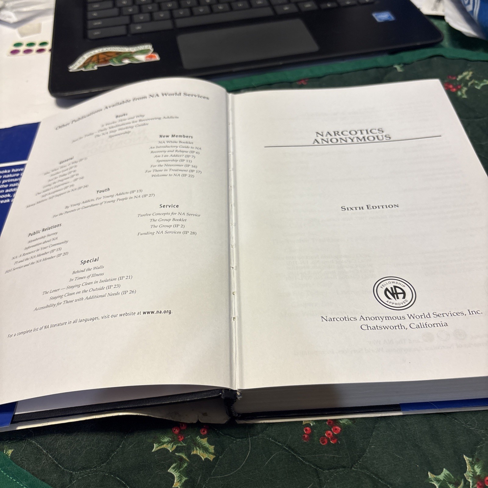 « Narcotics Anonymous » NA *Sixth Edition* The Basic Text, Hardcover, Very Good