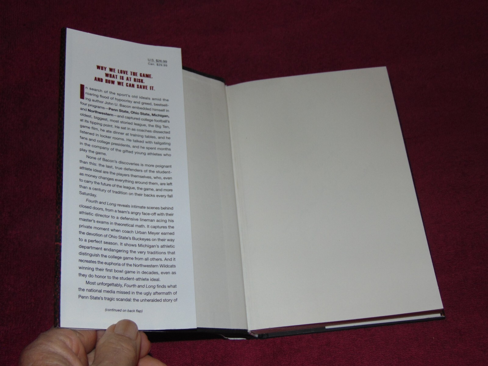 2013 SIGNED HB/DJ « 4th & LONG – FIGHT FOR SOUL OF COLLEGE FOOTBALL » JOHN U BACON