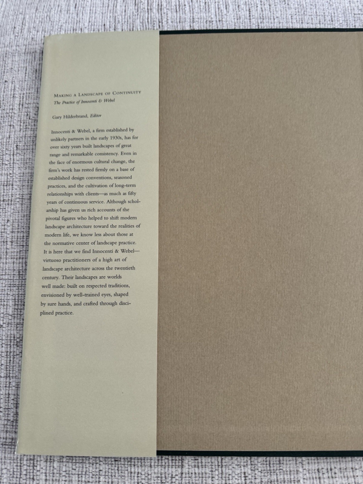 Making a Landscape of Continuity Innocenti & Webel HC 1997 Architecture Art
