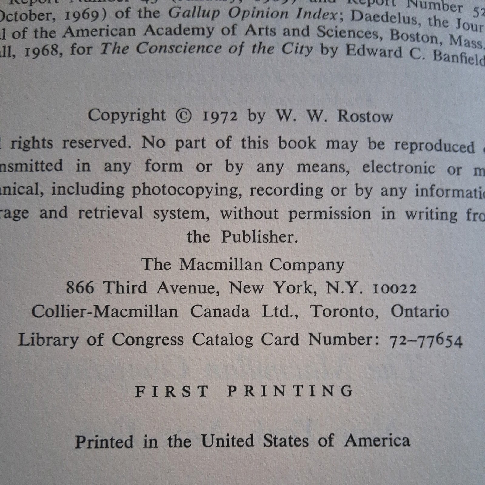 The Diffusion of Power 1957-1972 W.W. Rostow Hardcover/DJ 1st Printing