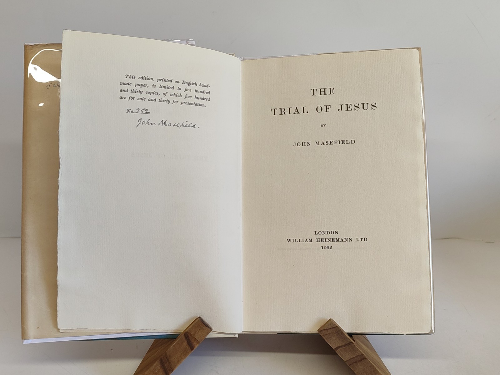 John Masefield / The Trial of Jesus Signed 1st Edition 1925 W/DJ Heinemann