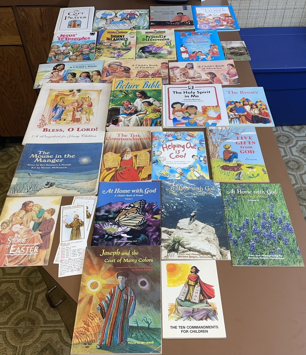 Lot of 25+ Religious Religion Children&rsquo;s Books Catholic Prayer Commandment 1980s