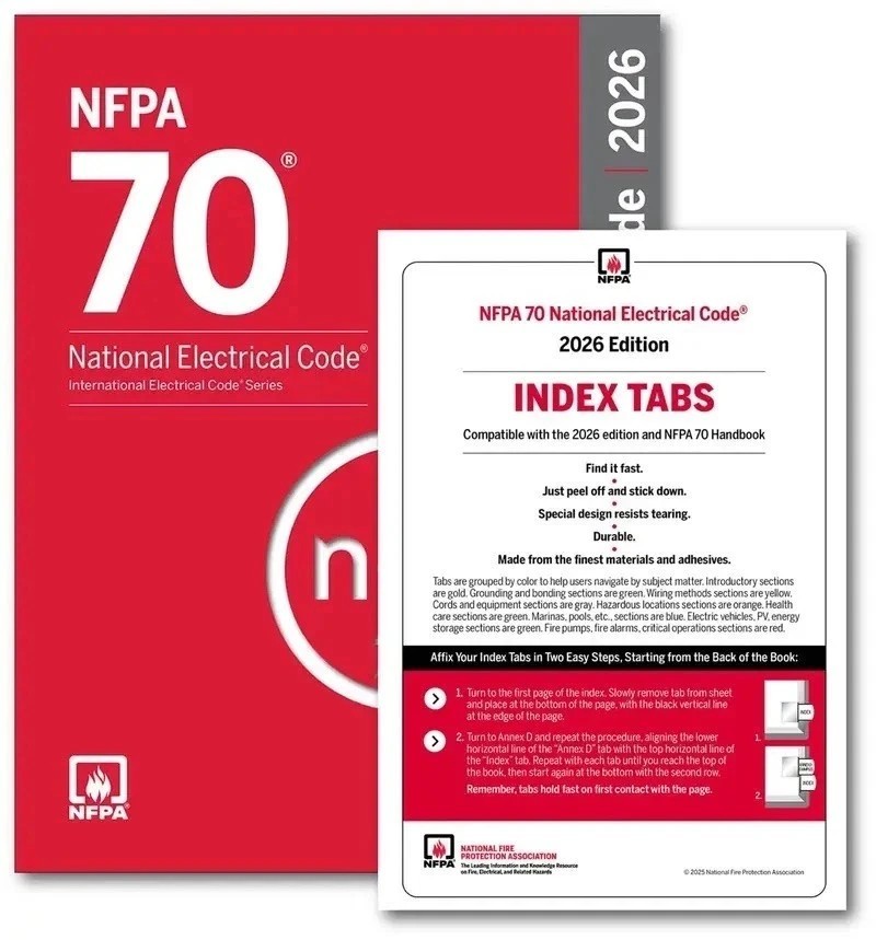 NFPA 70, National Electrical Code NEC 2026 WITH INDEX TAB Paperback USA STOCK