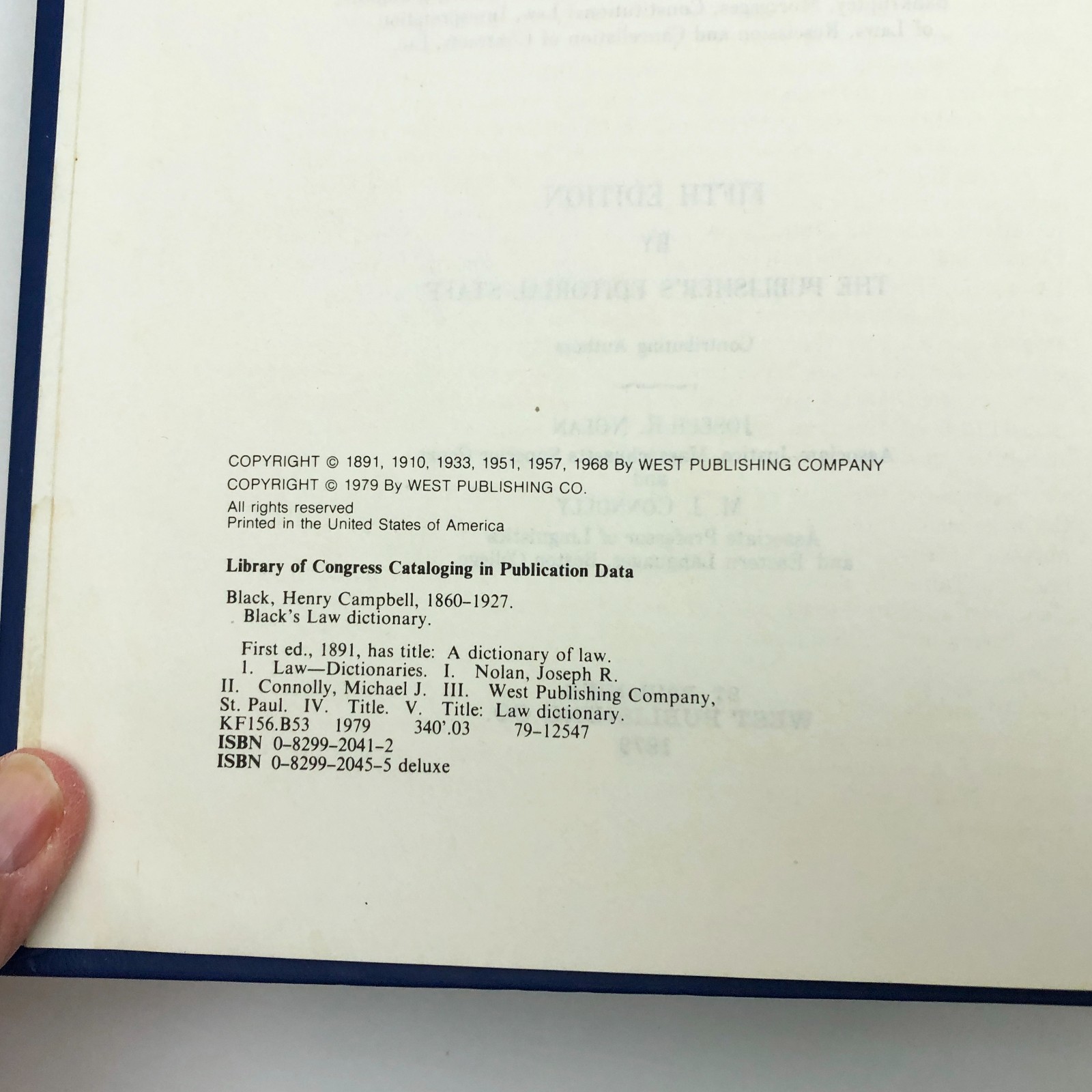 Black&rsquo;s Law Dictionary Fifth Edition With Pronunciations 1979 Hardcover