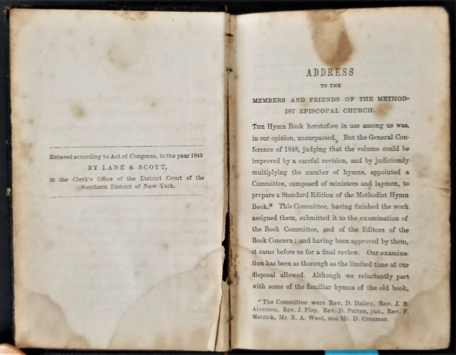 1856 antique LEATHER METHODIST HYMNS bible 736 pages bible christian prayer