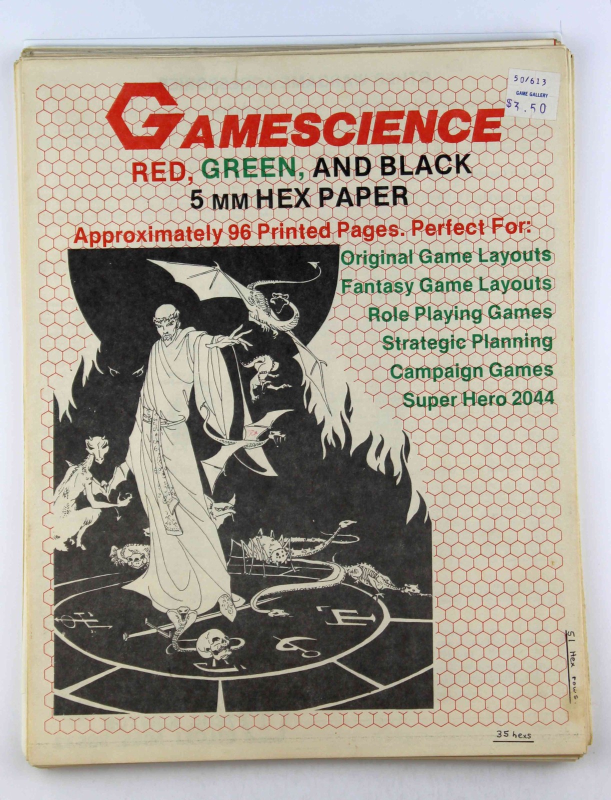 Gamescience Red, Gree, and Black 5 mm Hex Paper for RPGs D&D In House Gamescien