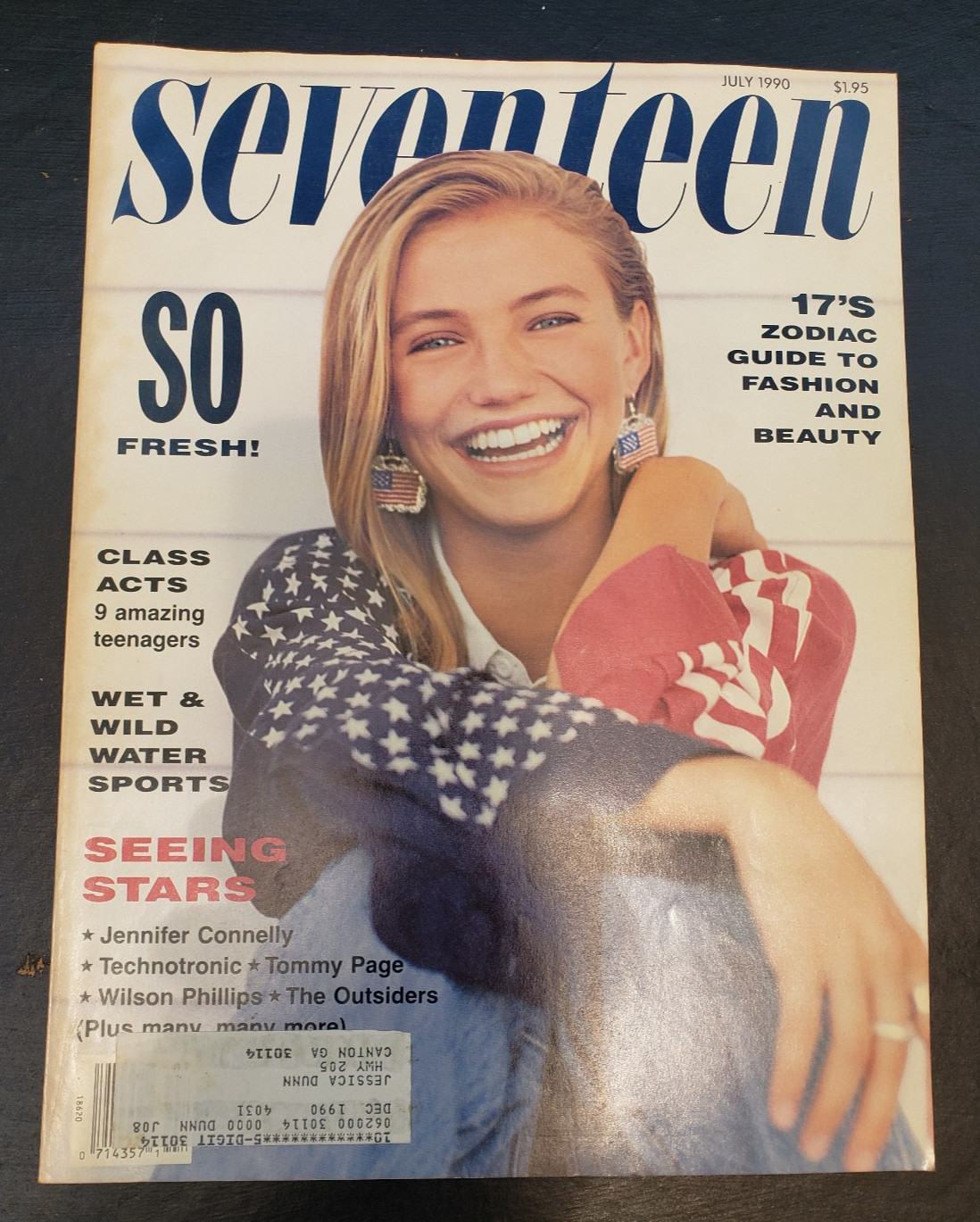 Seventeen magazine July 1990-Fashion makeup hair Cover: Cameron Diaz FREE SHIP