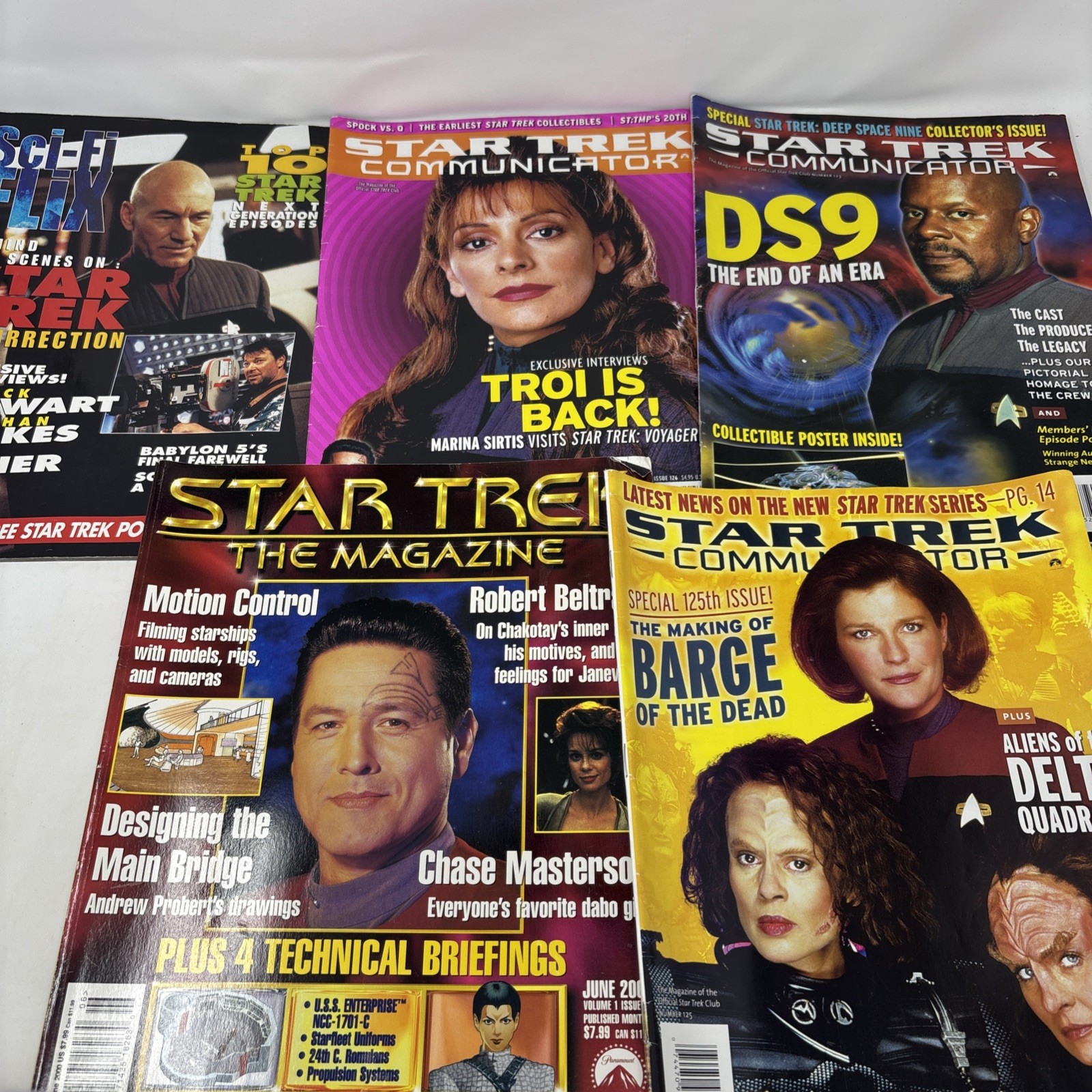 Lot Of 5 Star Trek Magazines: Star Trek Communicator, Sci-Fi Flix