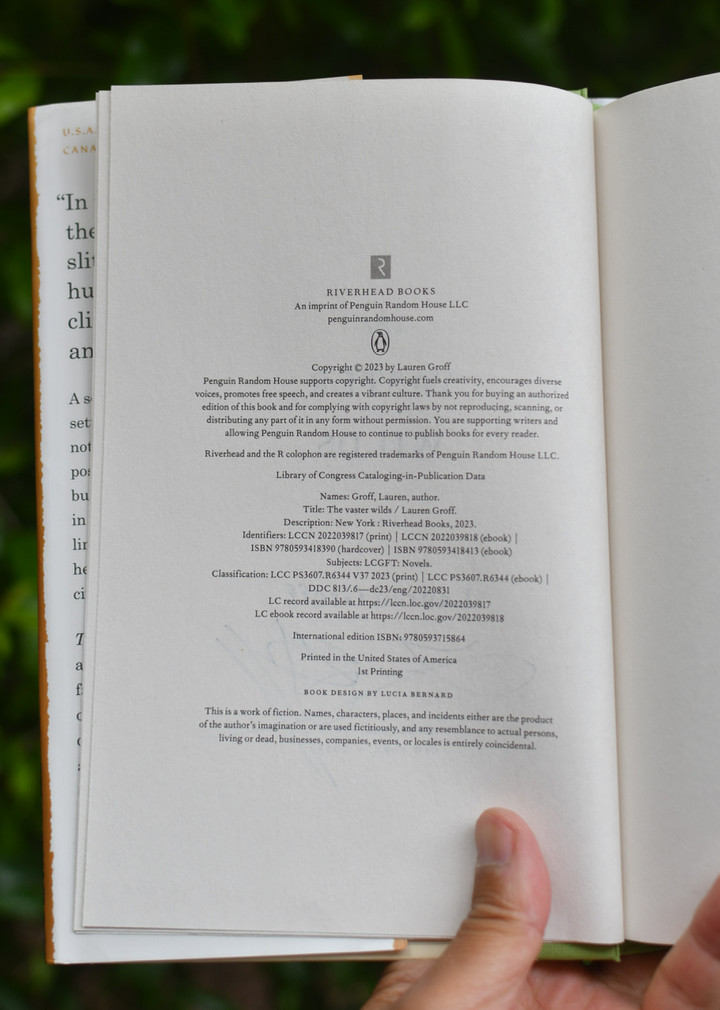 signed by Lauren Groff the Vaster Wilds Hardback: 272 pages  First 1st Edition
