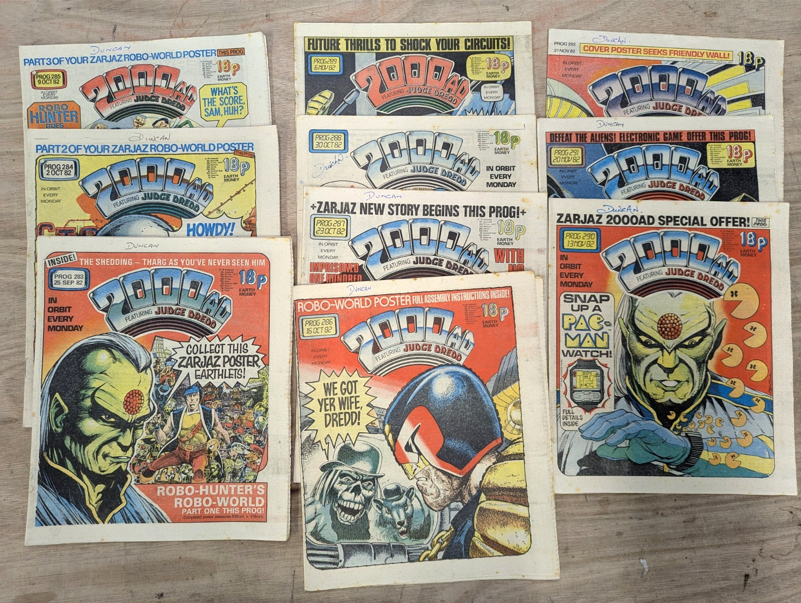 2000 AD Comic Bundle Joblot Progs 283-292 (10 Issues) Sept – Nov 1982 Vintage