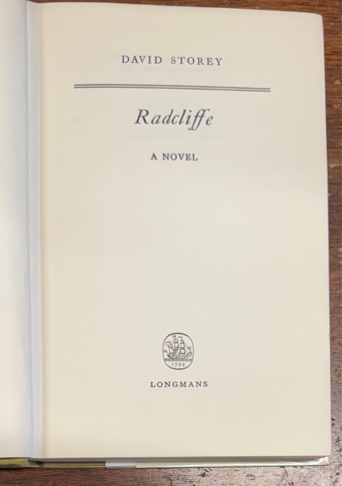 Radcliffe by David Storey (1963 Hardcover) First United Kingdom Edition