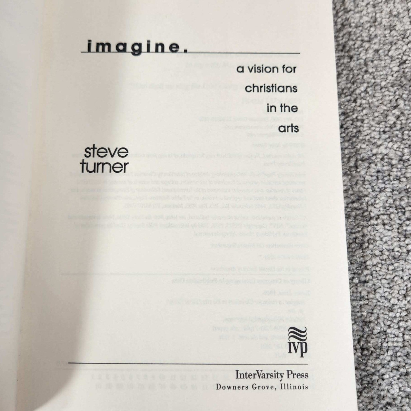 InterVarsity Press Imagine Steve Turner Christian Arts Paperback Religion 8.25&Prime;