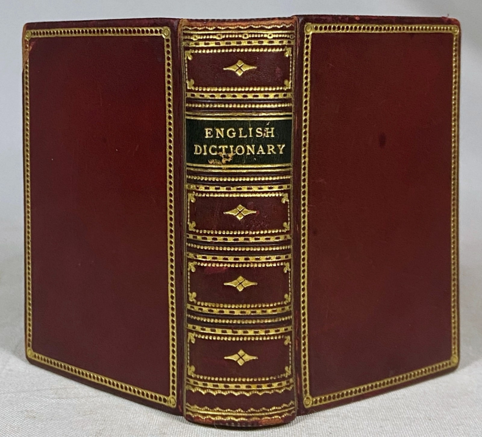 MINIATURE DICTIONARY Antique Fine Leather Book SANGORSKI & SUTCLIFFE BINDING