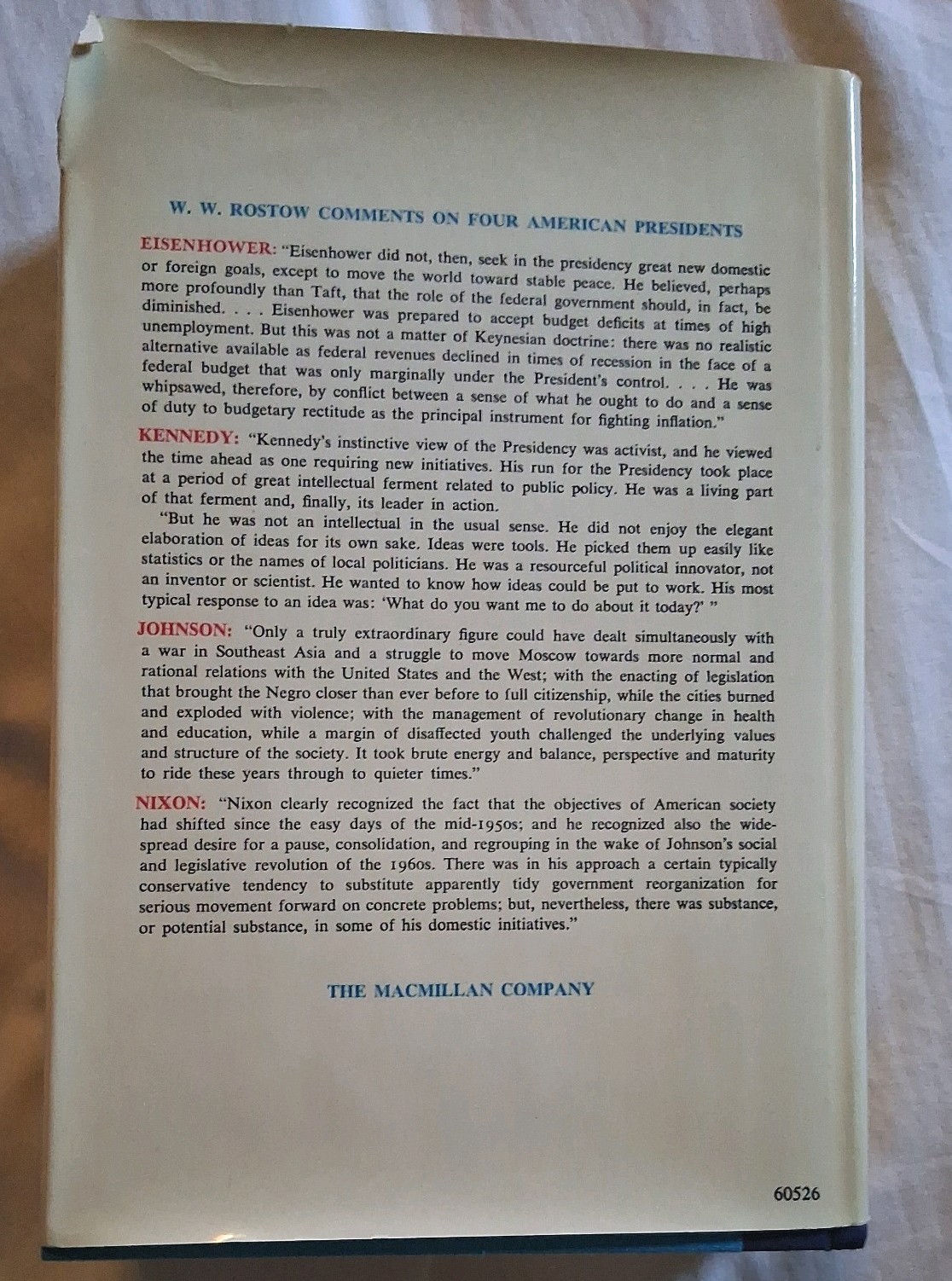 The Diffusion of Power 1957-1972 W.W. Rostow Hardcover/DJ 1st Printing
