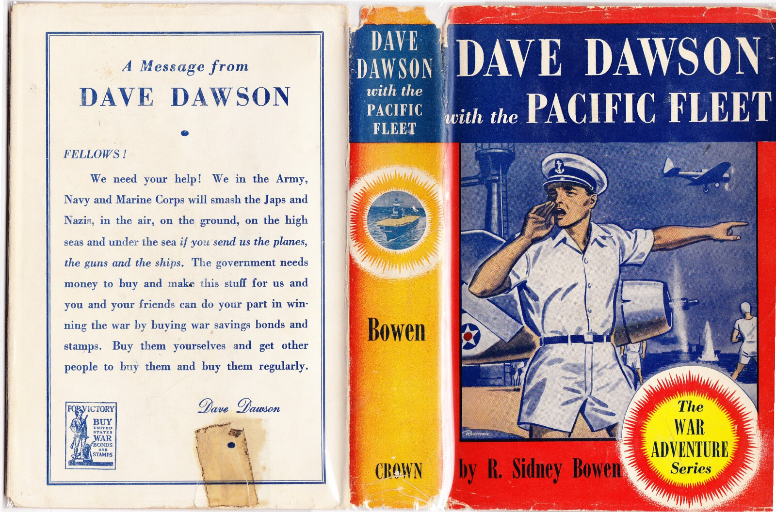DAVE DAWSON WITH THE PACIFIC FLEET #7 SCARCE 1943 Orig HB/DJ VG-FINE THICK Ed!!