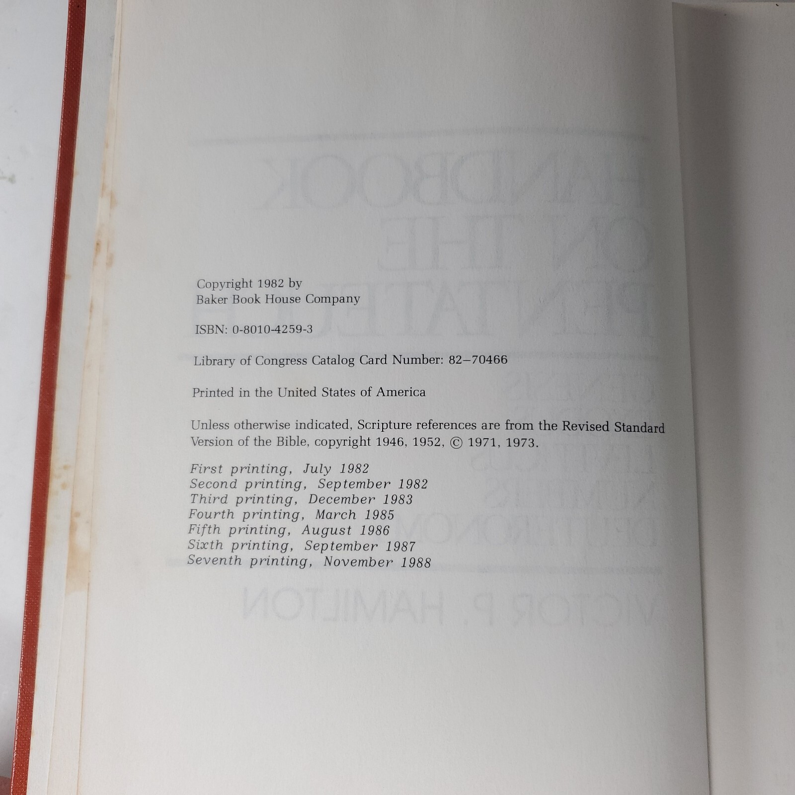 Handbook on the Pentateuch by Hamilton, Victor P.