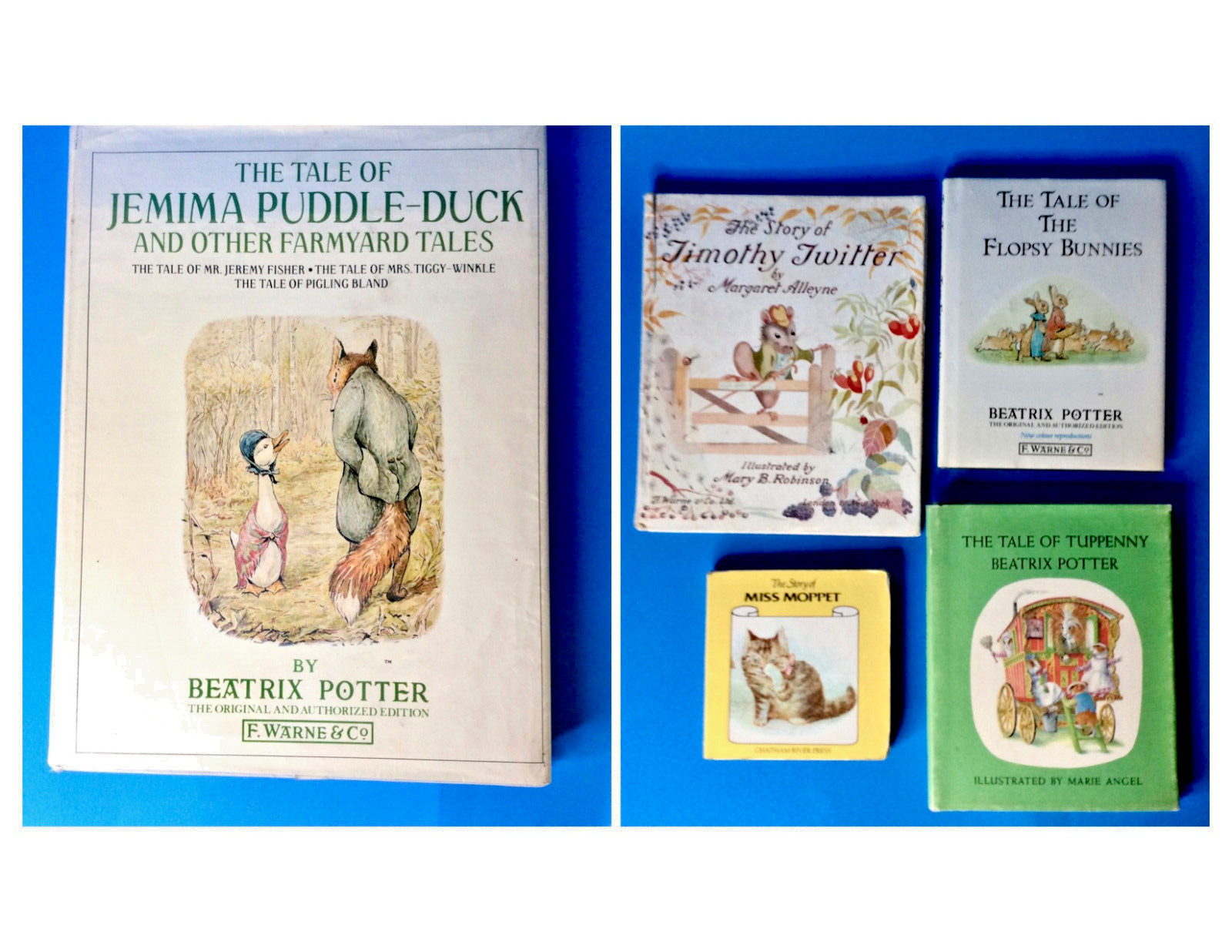 Vintage Beatrix Potter & M. Alleyne Book Lot, 4 Books w/Bonus Mini Board Book