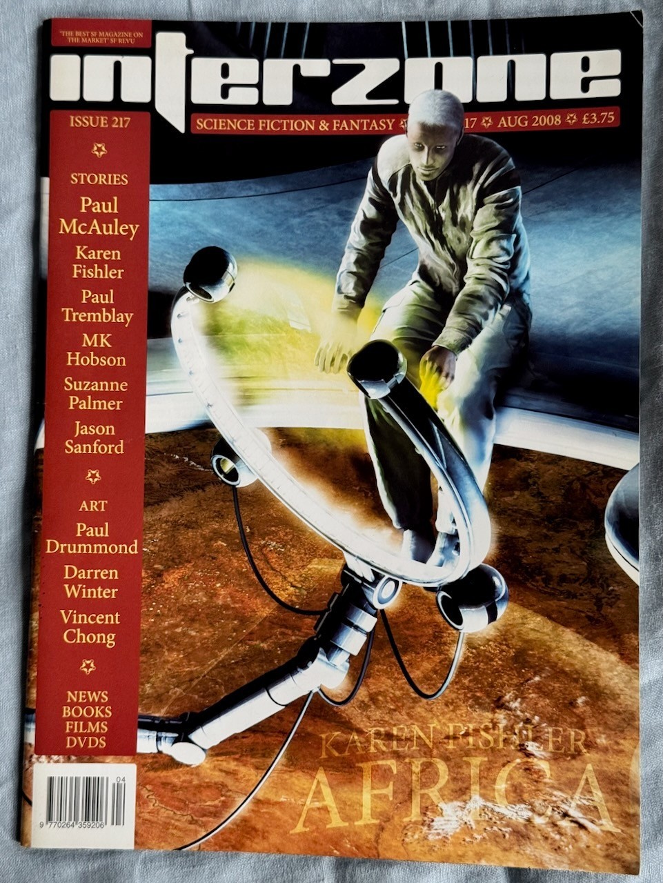 INTERZONE #214 & #217 (2008). UK Science Fiction magazine w stories & features