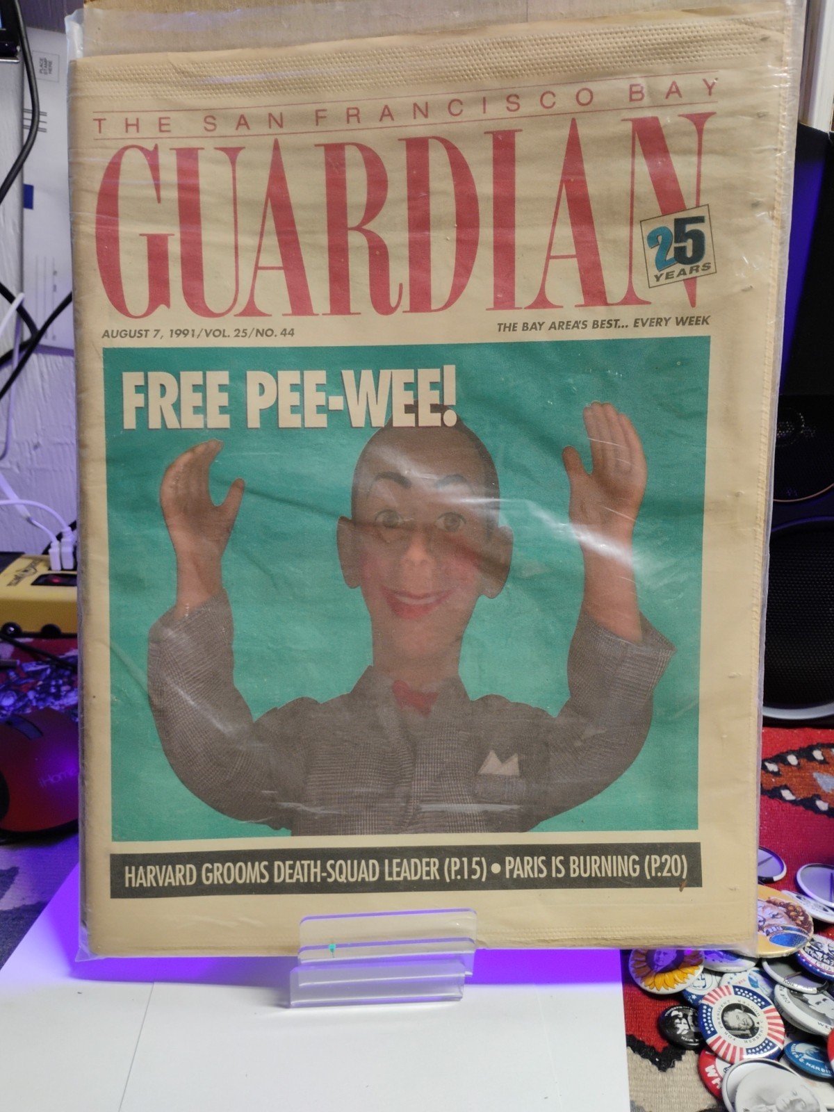 1991 Vintage San Francisco Bay Guardian Pee-wee Herman Free Pee Wee