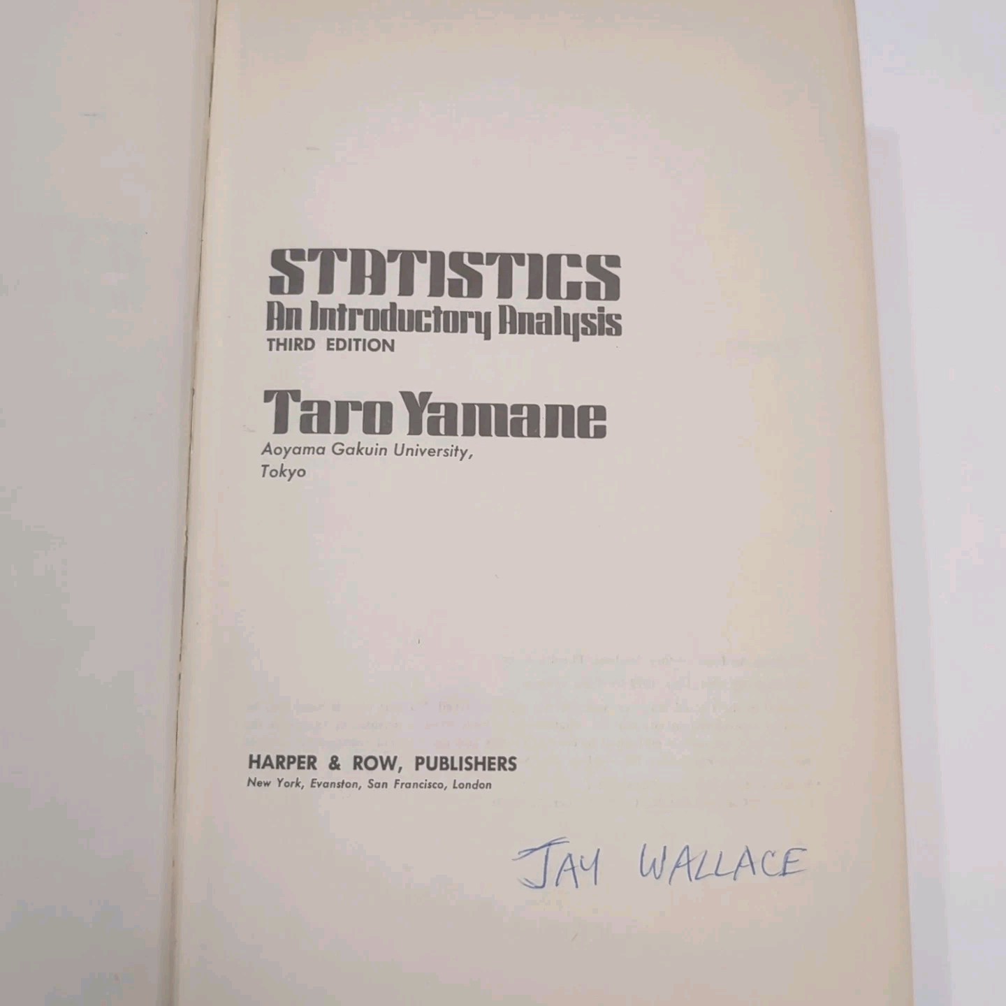Statistics An Introductory Analysis 3rd Edition 1973 Taro Yamane Hardcover