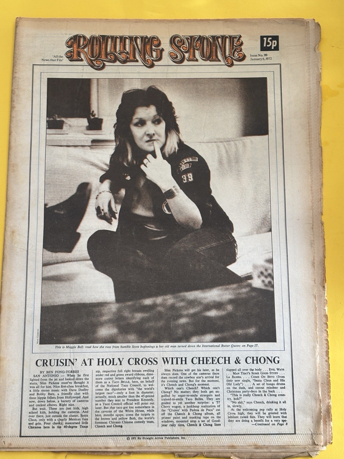 Rolling Stone magazine newspaper January 6 1972 Cat Stevens Maggie Bell